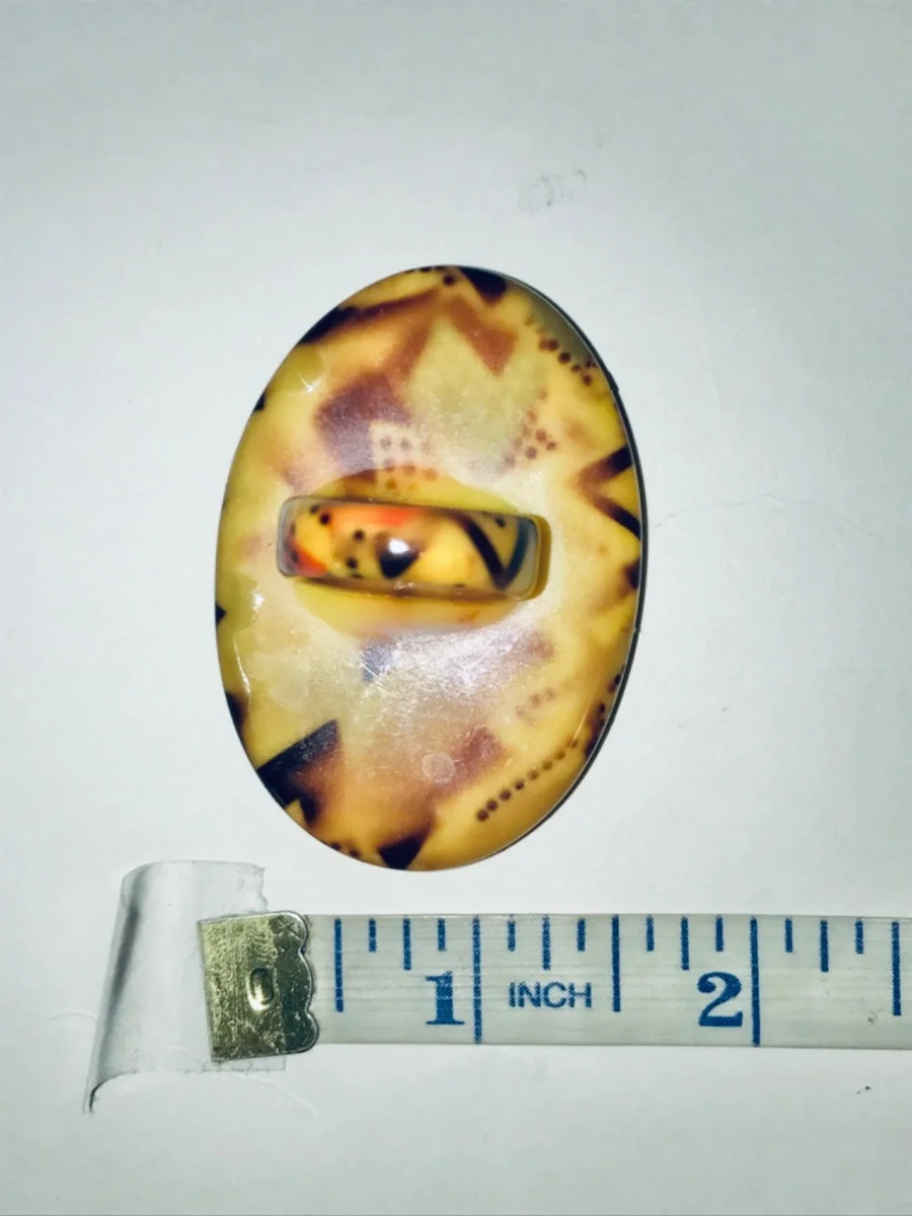 Vintage Mustard Yellow Zig Zag Statement Ring Retro Geometric Size 7 Brown